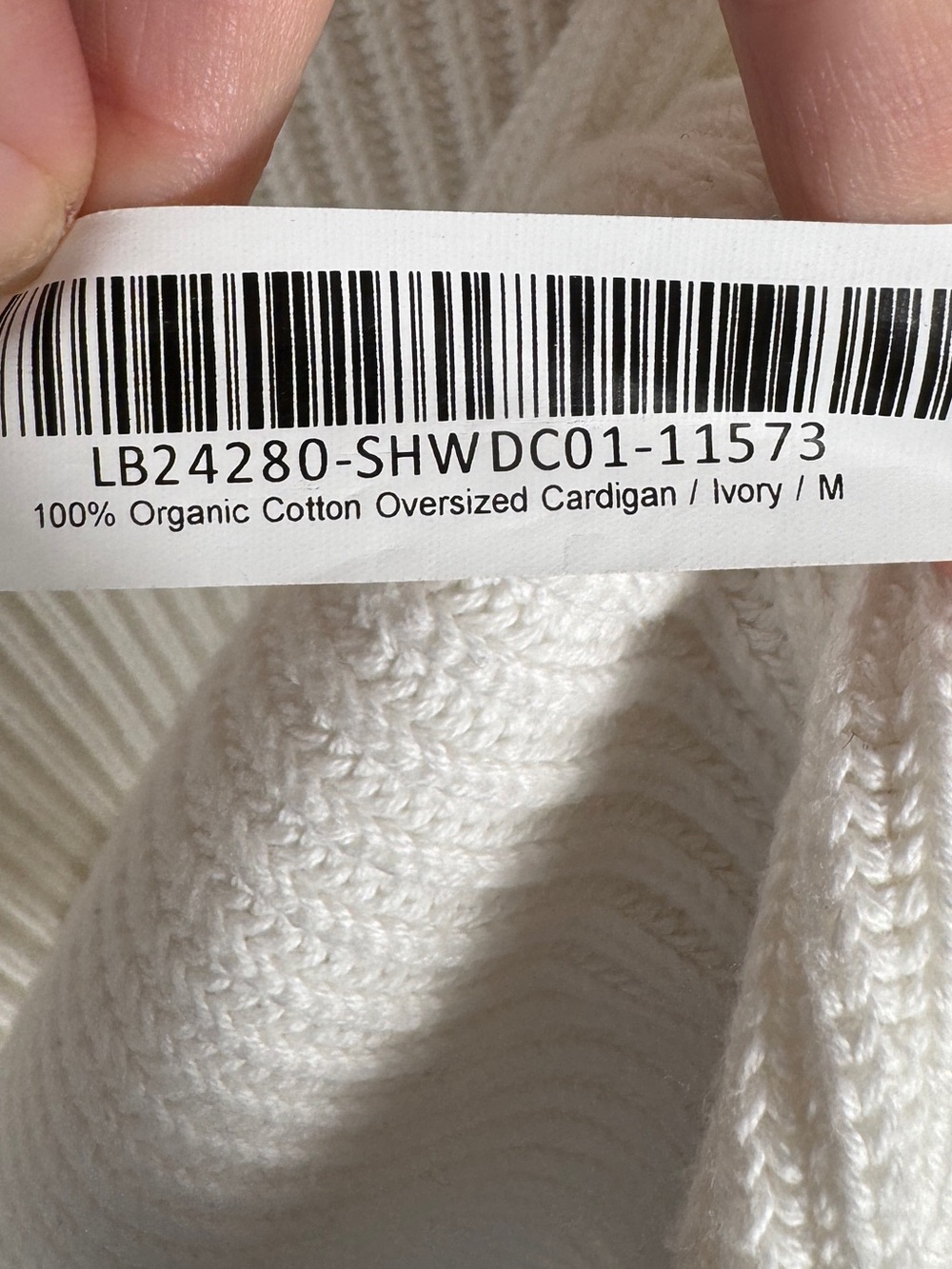 Quince 100% Organic Cotton Oversized Cardigan, Ivory, Size M - Picture 13 of 13